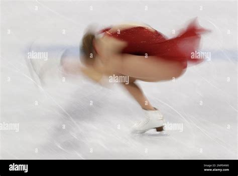 Carolina Kostner, of Italy performs in the ladies single figure .